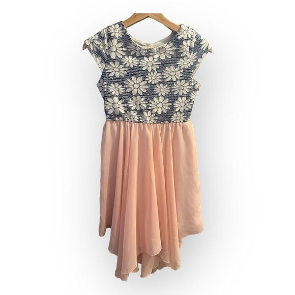 Emily West Girls Floral Pink High Low Hem Dress Size 14 - Picture 2 of 3